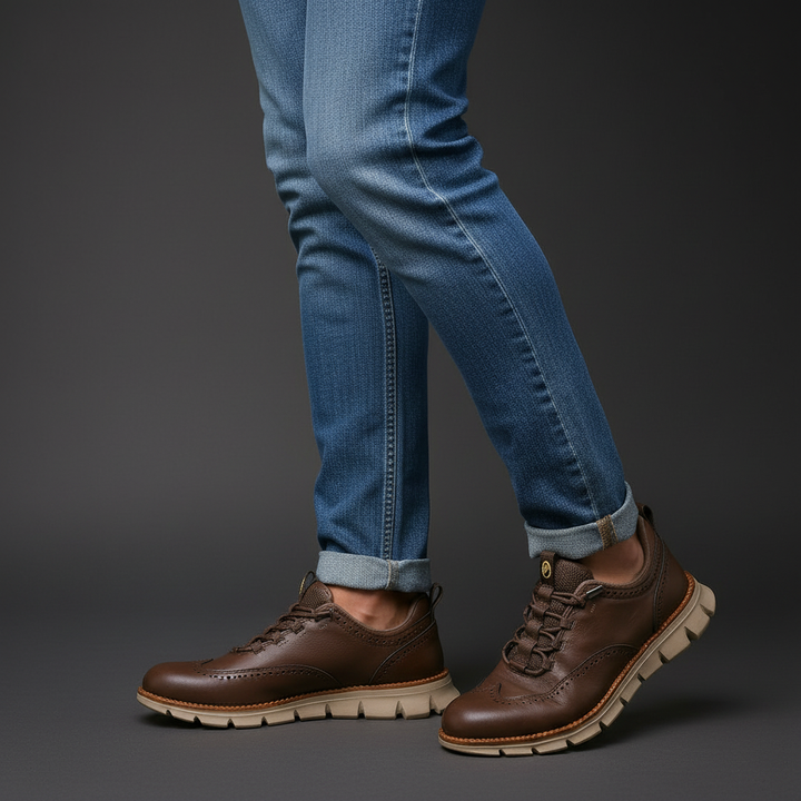 Heijnen - Zapatillas Deportivas de Piel Con Puntera de Ala y Diseño Brogue