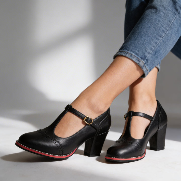 Fiorella - Zapatos De Salón De Tacón Medio Con Correa Y Hebilla Clásica
