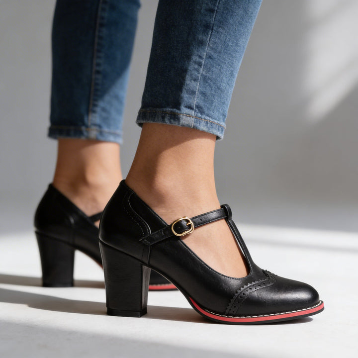 Fiorella - Zapatos De Salón De Tacón Medio Con Correa Y Hebilla Clásica