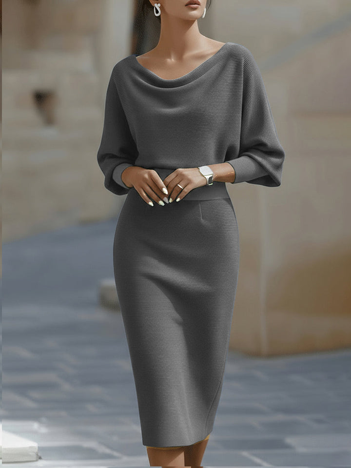 Amyy - Vestido Midi Elegante De Manga Larga
