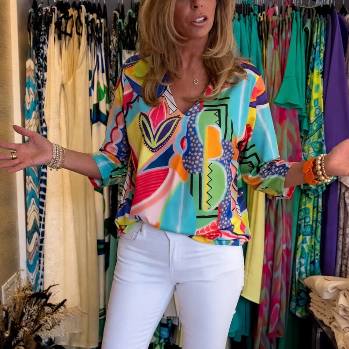 Marlain - Blusa Elegante Con Cuello en V