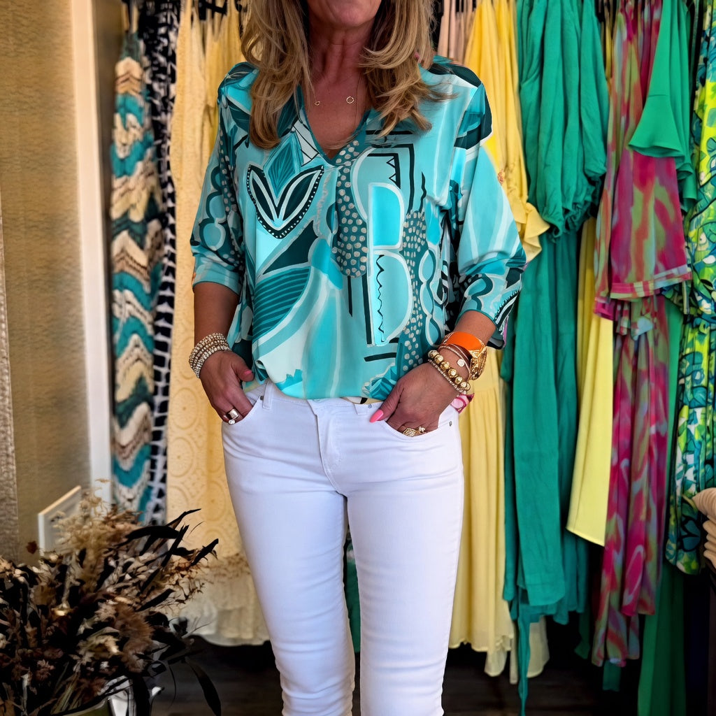 Marlain - Blusa Elegante Con Cuello en V
