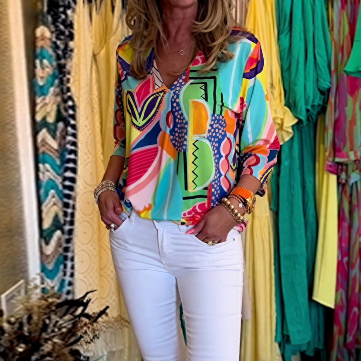 Marlain - Blusa Elegante Con Cuello en V