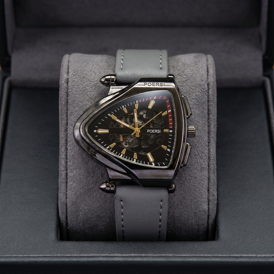 Narciso - Reloj Triangular De Piel Con Estructura Esquelética