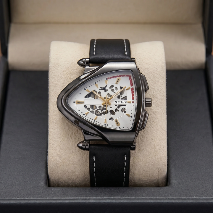 Narciso - Reloj Triangular De Piel Con Estructura Esquelética