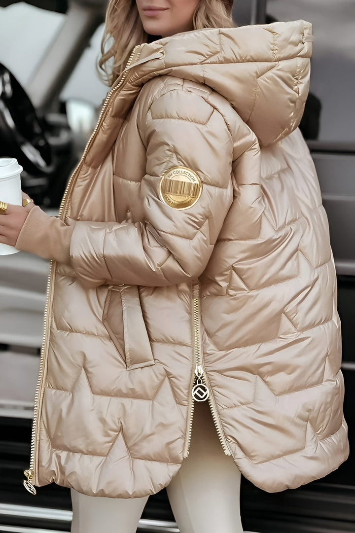 Mageina - Elegante Abrigo De Invierno Con Capucha y Acolchado