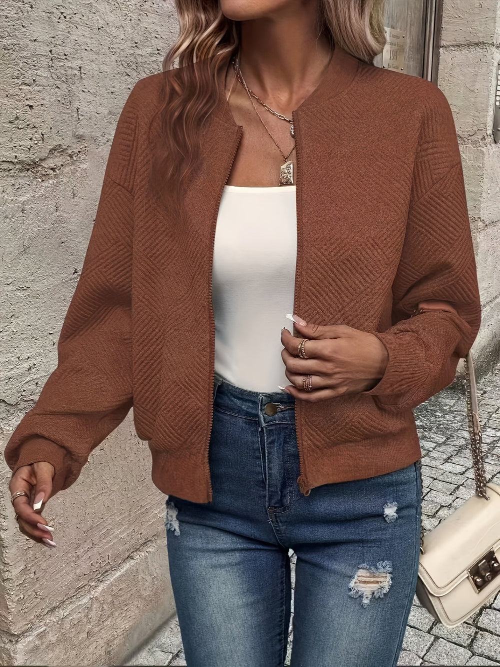 Shahna - Chaqueta Bomber Con Cremallera