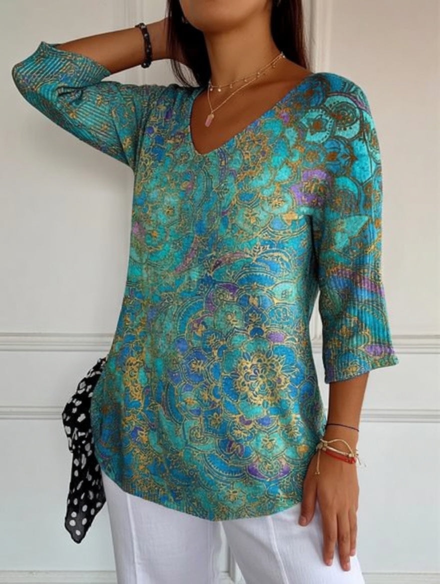 Rezilia - Blusa Holgada Con Estampado Elegante