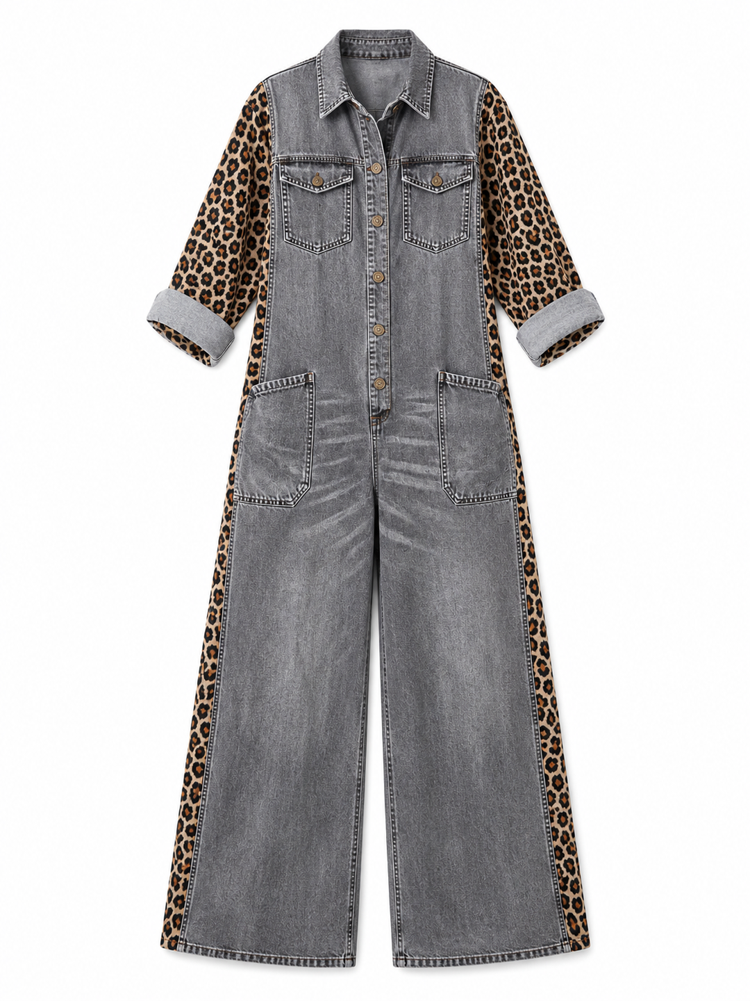 Yasmeen - Mono Ligero De Denim Con Estampado De Leopardo