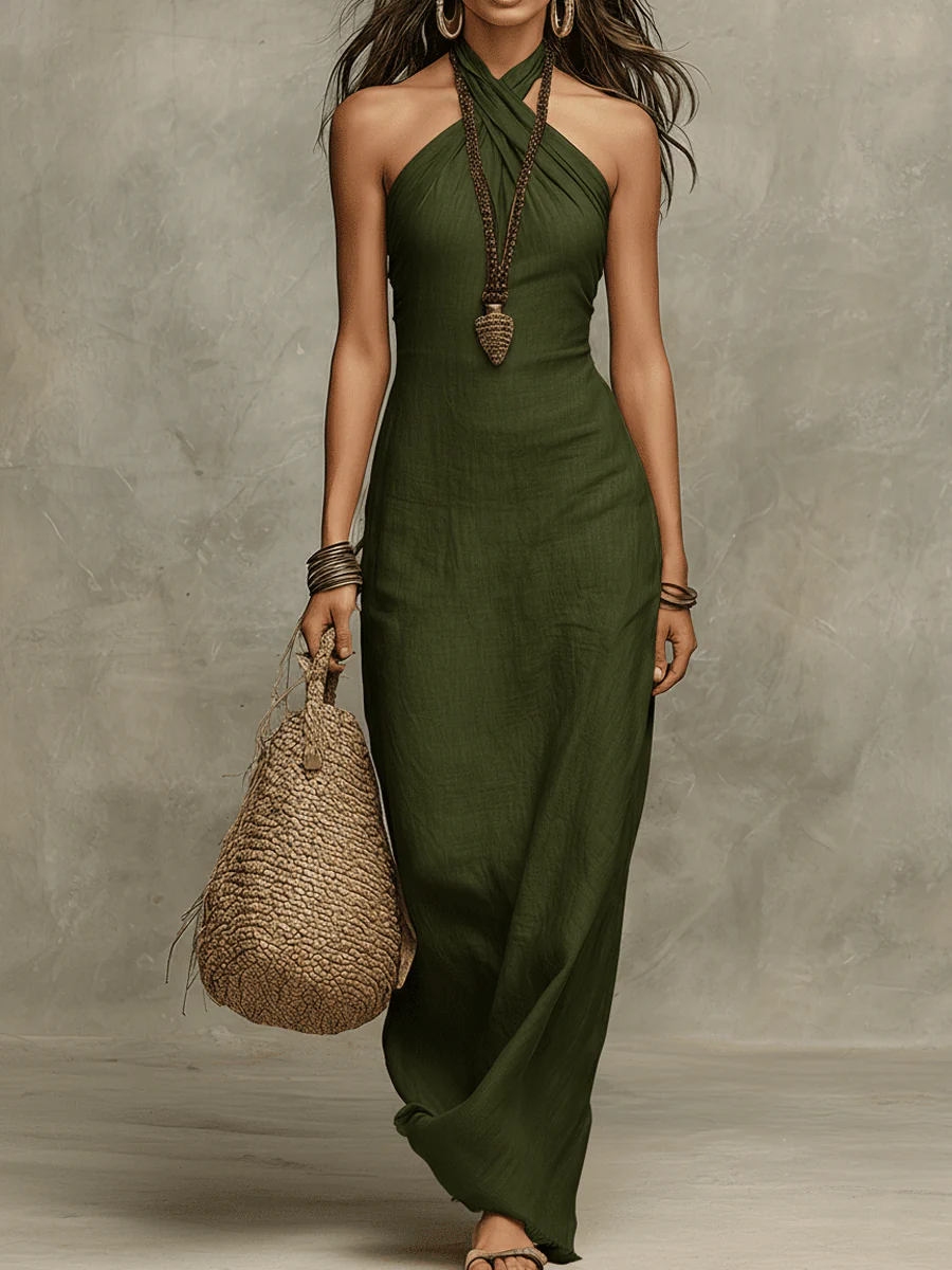 Nazia - Elegante Vestido Color Arena
