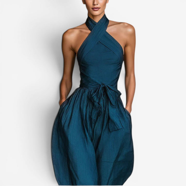 Nicholen - Mono sin Mangas con Cuello Halter y Pernera Ancha