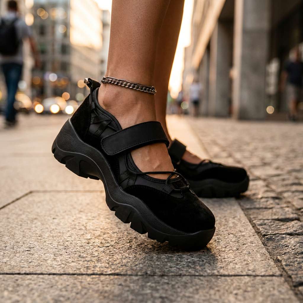 Vinilia - Zapatillas Deportivas De Suela Gruesa Con Correa Ajustable