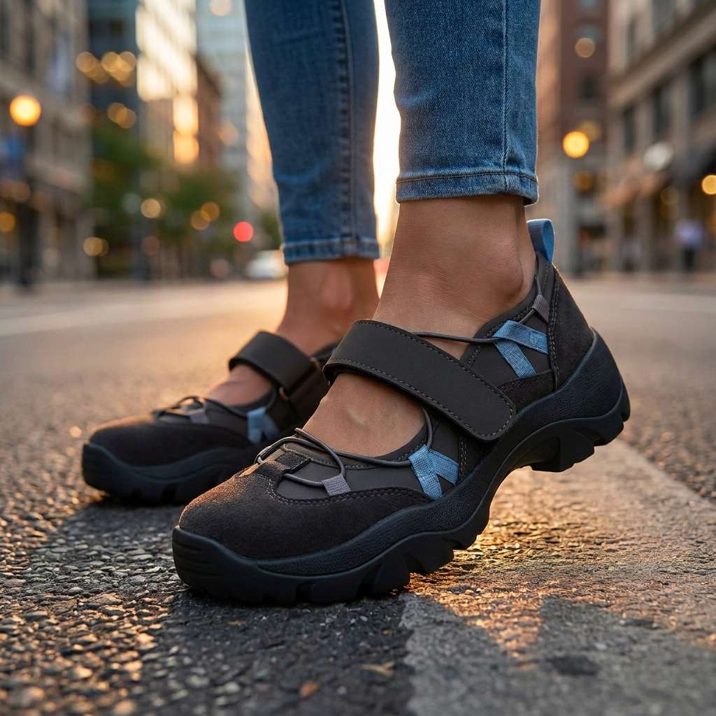 Vinilia - Zapatillas Deportivas De Suela Gruesa Con Correa Ajustable