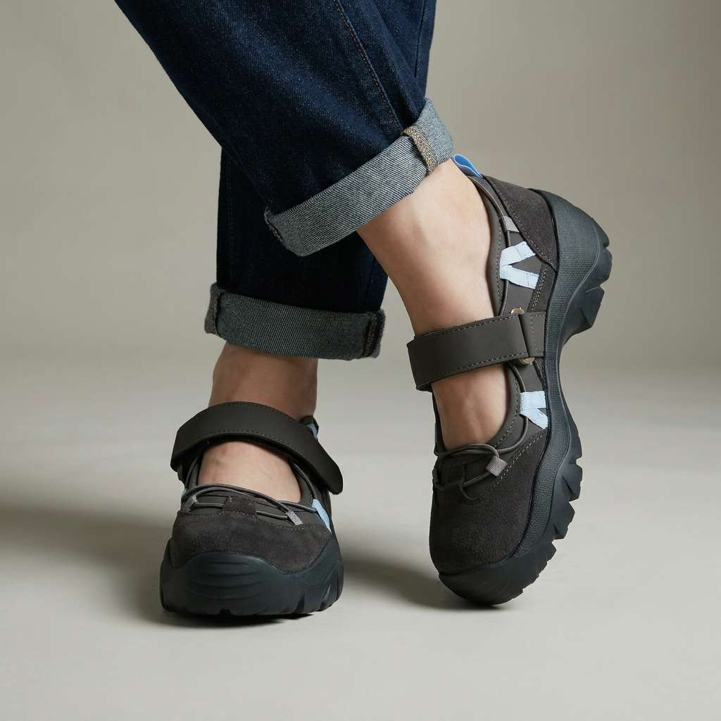 Vinilia - Zapatillas Deportivas De Suela Gruesa Con Correa Ajustable