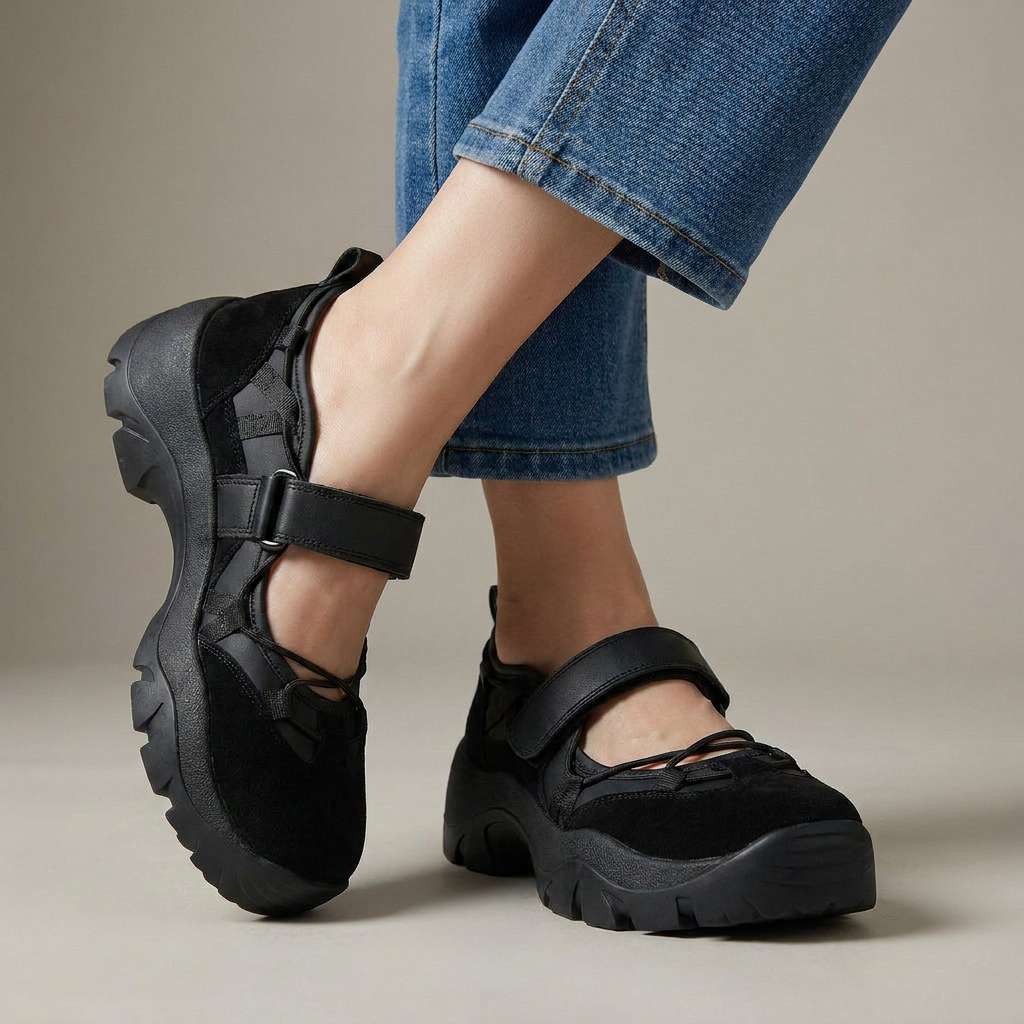 Vinilia - Zapatillas Deportivas De Suela Gruesa Con Correa Ajustable