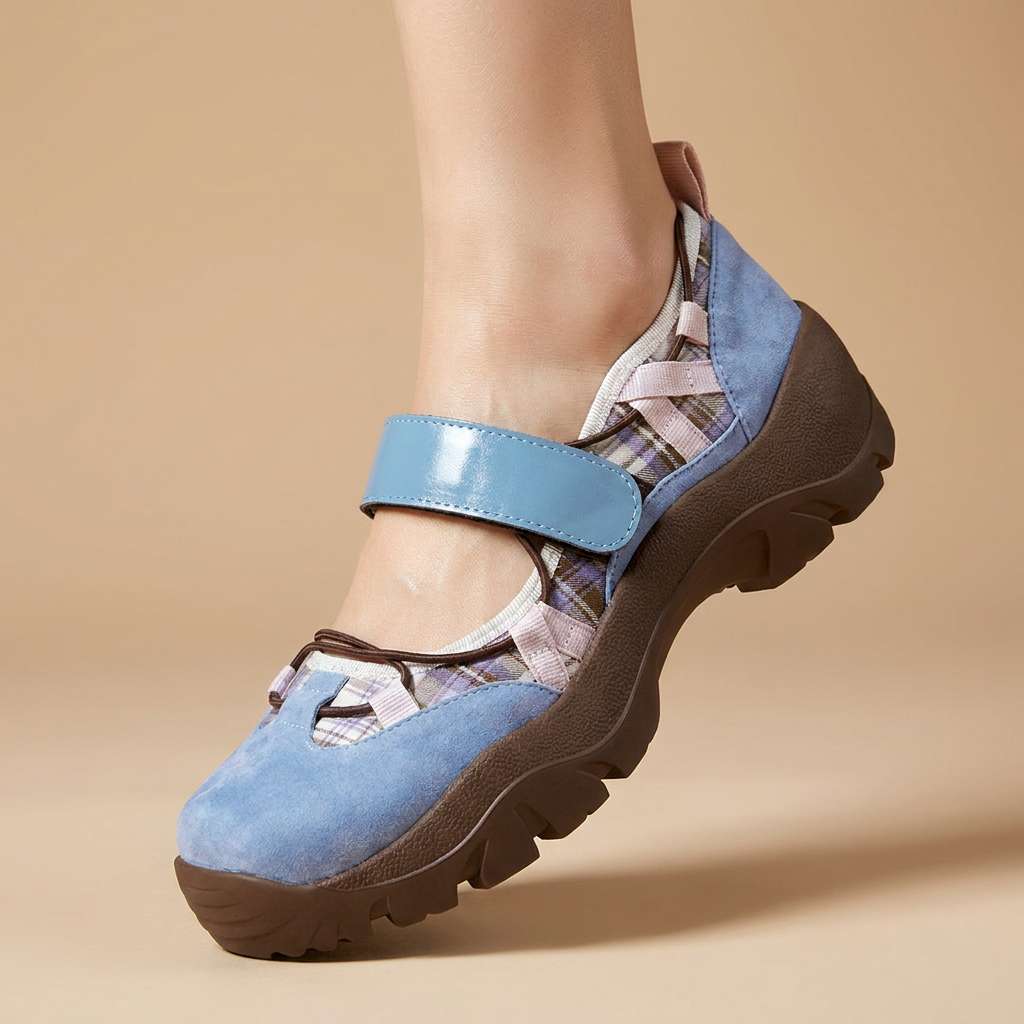 Vinilia - Zapatillas Deportivas De Suela Gruesa Con Correa Ajustable