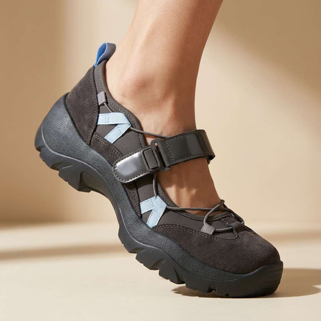 Vinilia - Zapatillas Deportivas De Suela Gruesa Con Correa Ajustable