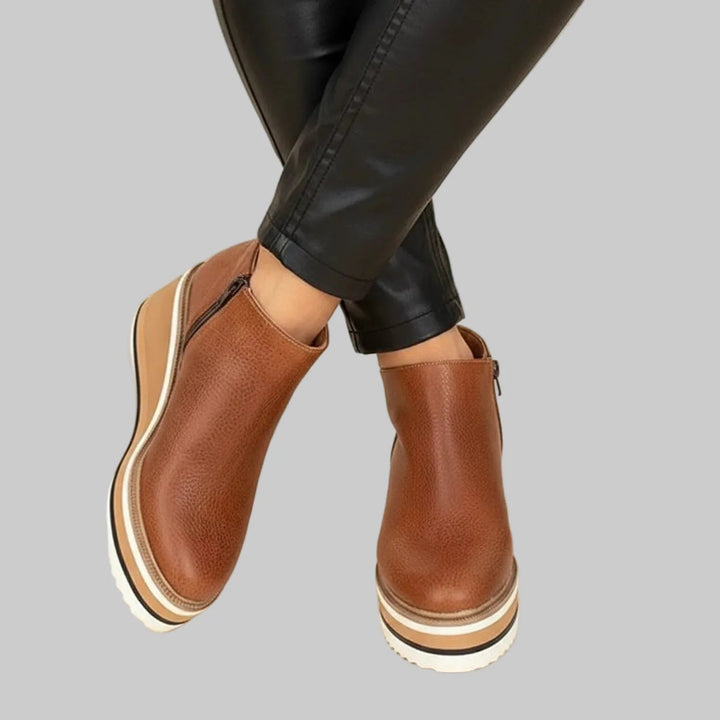 Sevilay - Botines de Cuña Con Cremallera