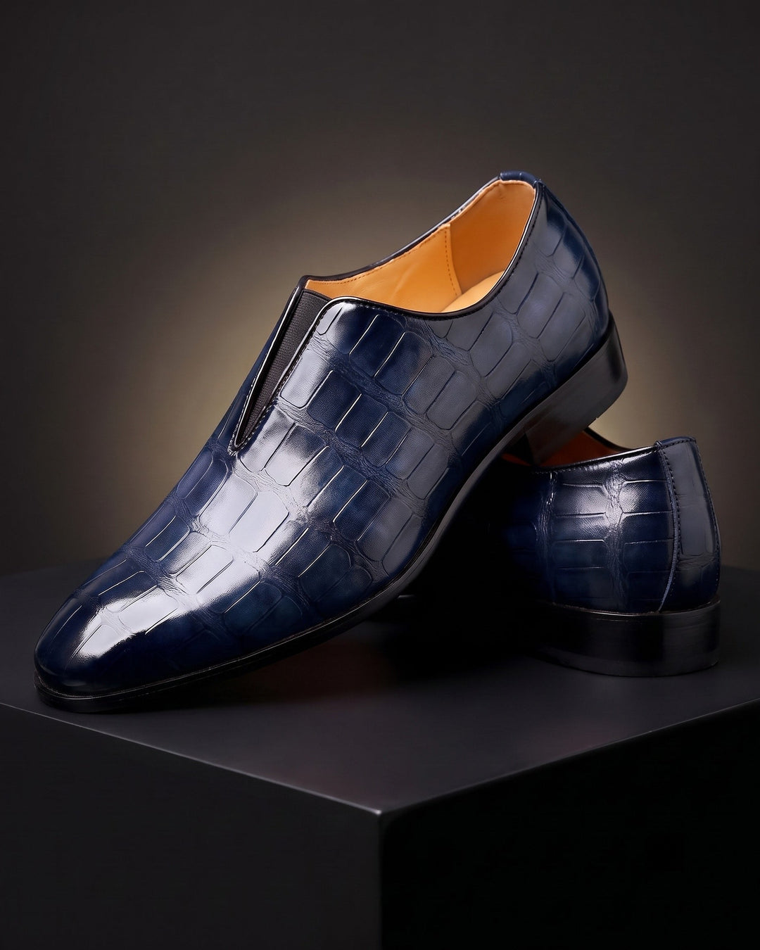 Amphon - Mocasines Con Textura de Cocodrilo y Diseño Sin Cordones