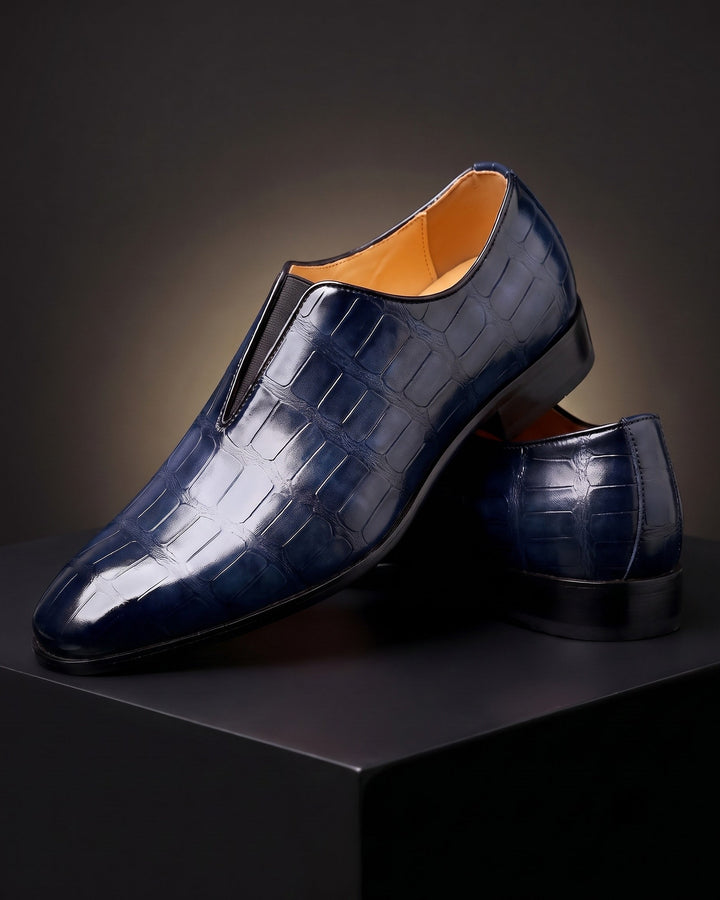 Amphon - Mocasines Con Textura de Cocodrilo y Diseño Sin Cordones