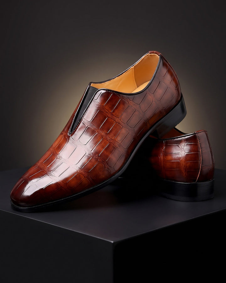 Amphon - Mocasines Con Textura de Cocodrilo y Diseño Sin Cordones