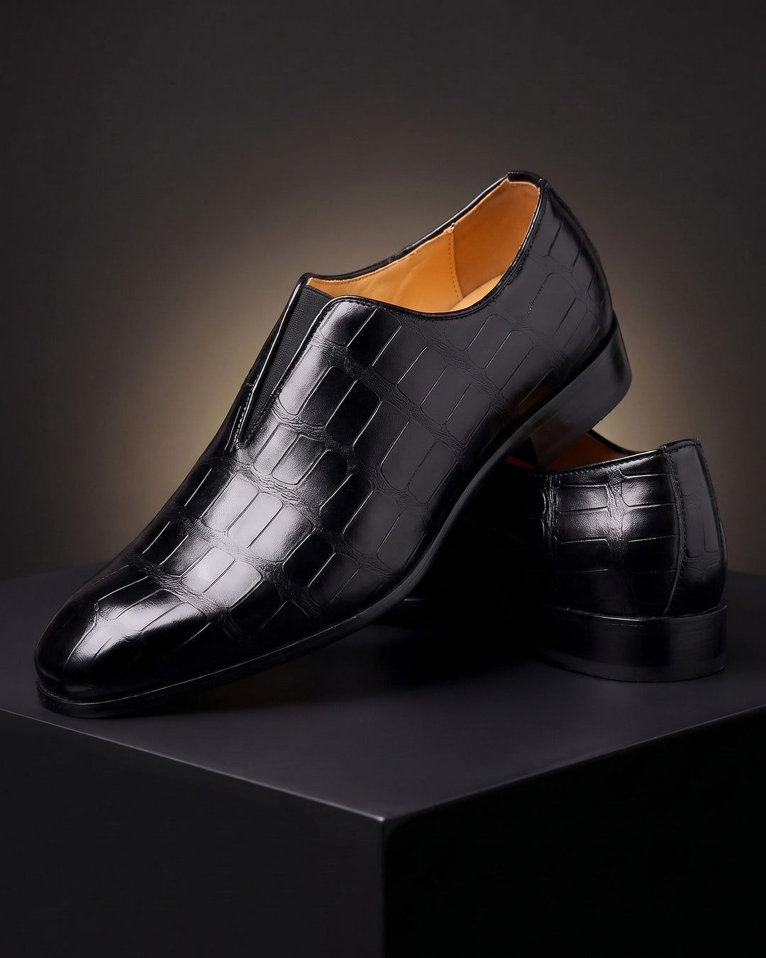 Amphon - Mocasines Con Textura de Cocodrilo y Diseño Sin Cordones