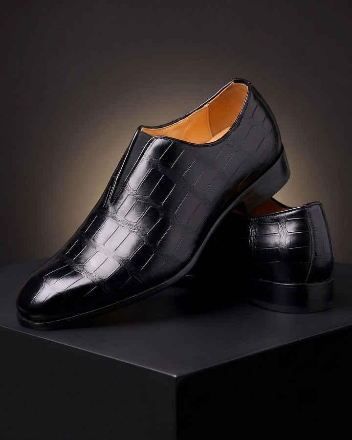 Amphon - Mocasines Con Textura de Cocodrilo y Diseño Sin Cordones
