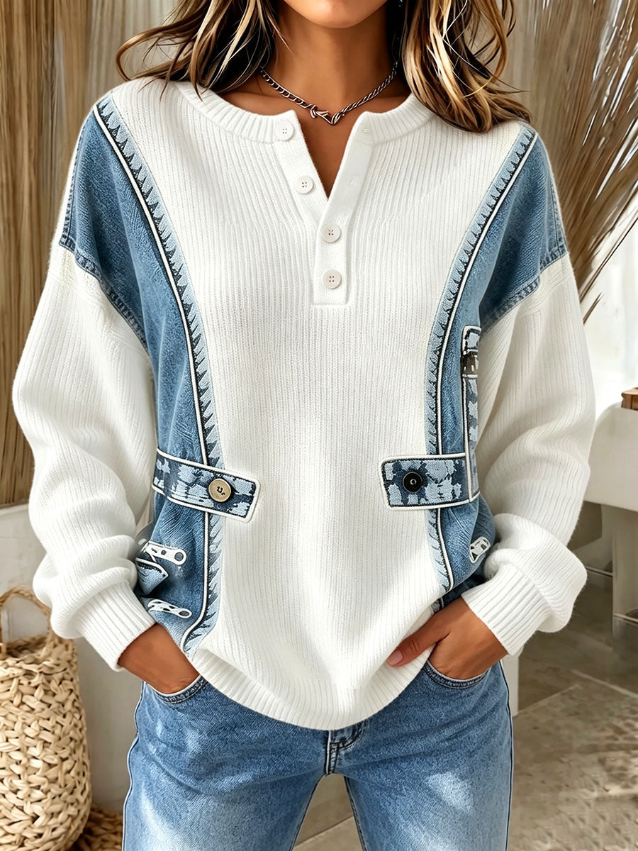 Benija - Jersey De Punto Con Estampado De Vaqueros en 3d, Estilo Informal