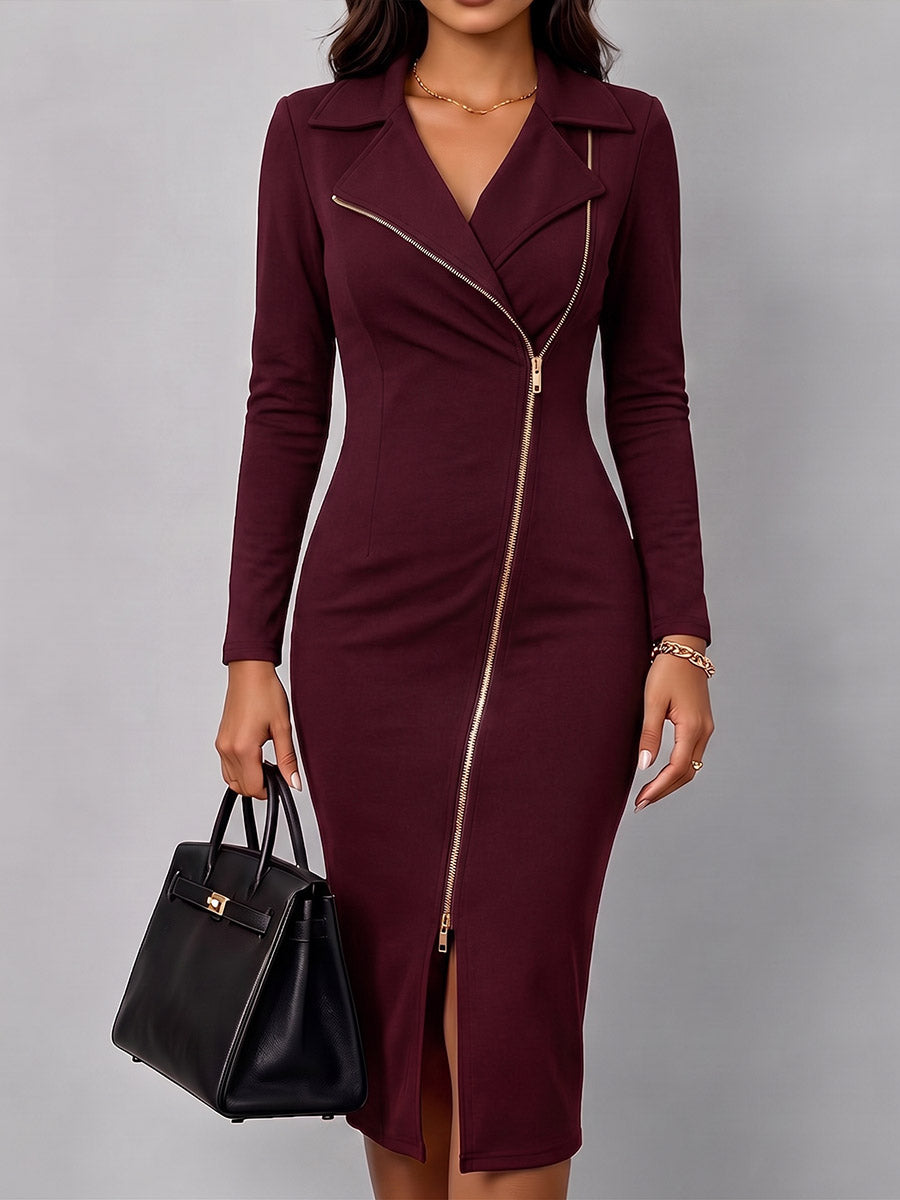 Shaniz - Vestido Informal Ajustado De Manga Larga