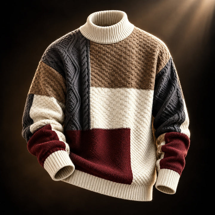 Trevon - Jersey De Punto Trenzado Con Diseño De Retazos