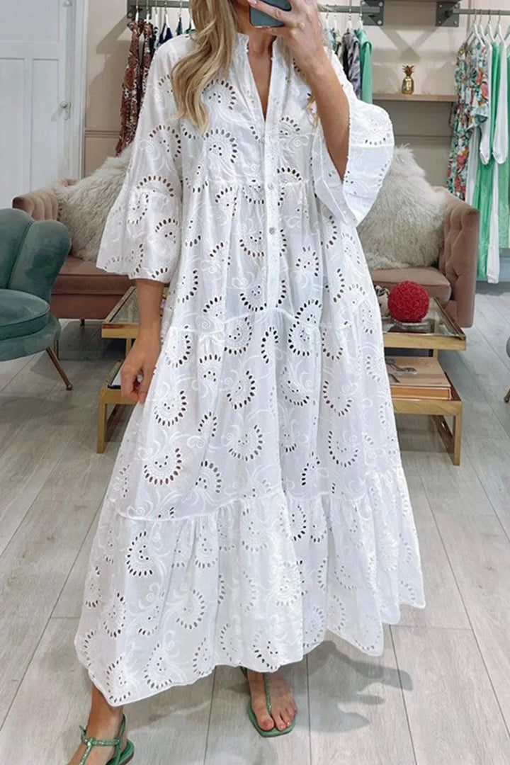 Gilma - Vestido Largo Elegante Con Cuello en V