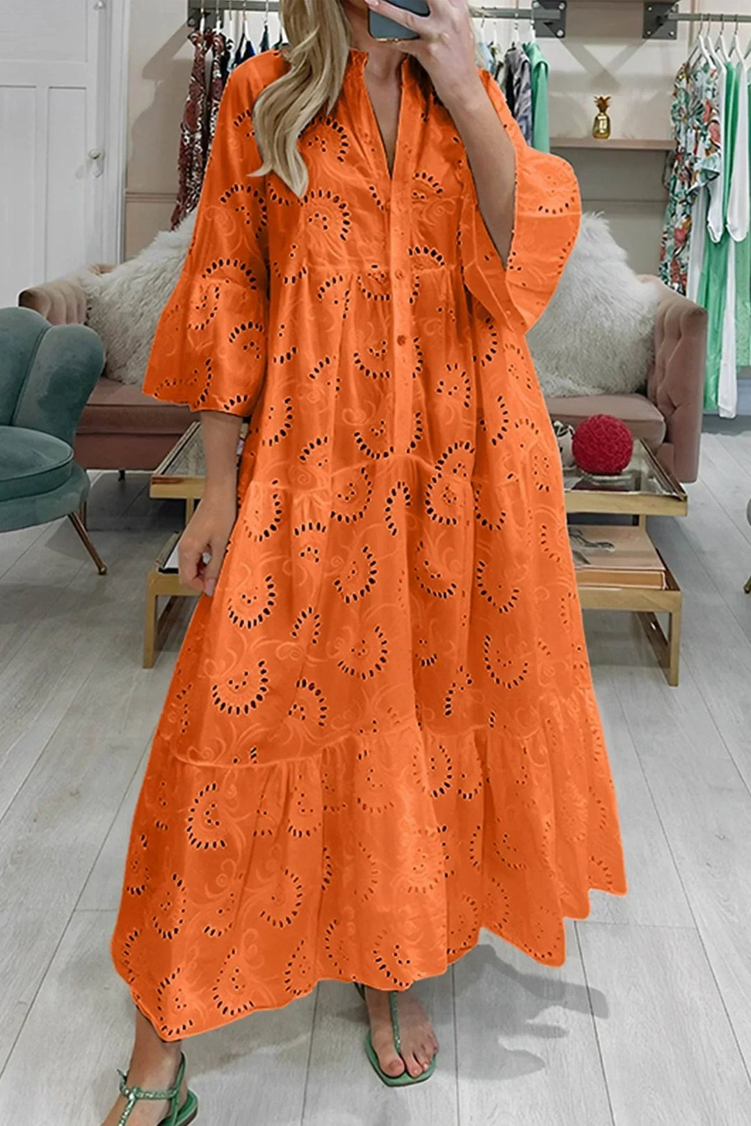 Gilma - Vestido Largo Elegante Con Cuello en V