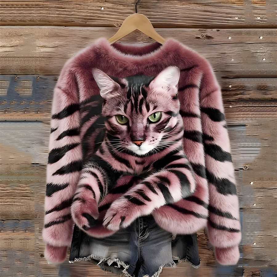 Zohara - Jersey De Pelo Sintético Con Estampado De Gatos