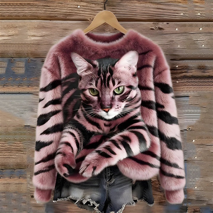 Zohara - Jersey De Pelo Sintético Con Estampado De Gatos