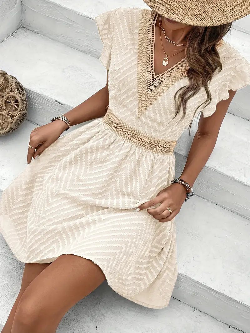 Lillian - Minivestido Con ribete de Encaje y Cuello en V