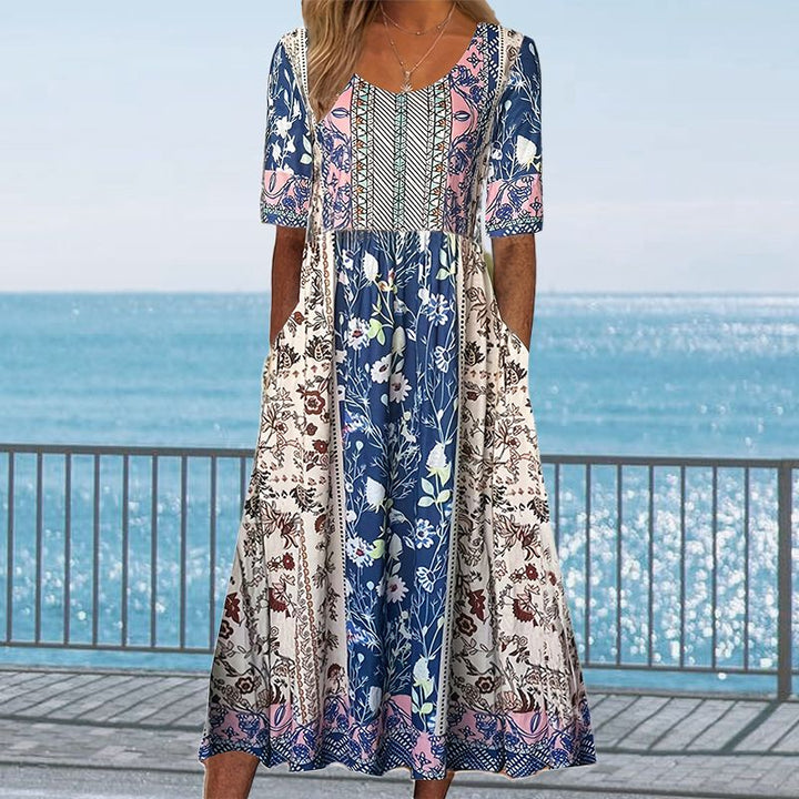 Dinara - Vestido Elegante Con Estampado Boho