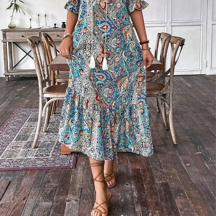 Aniy - Vestido Floral de Verano con Cuello en V
