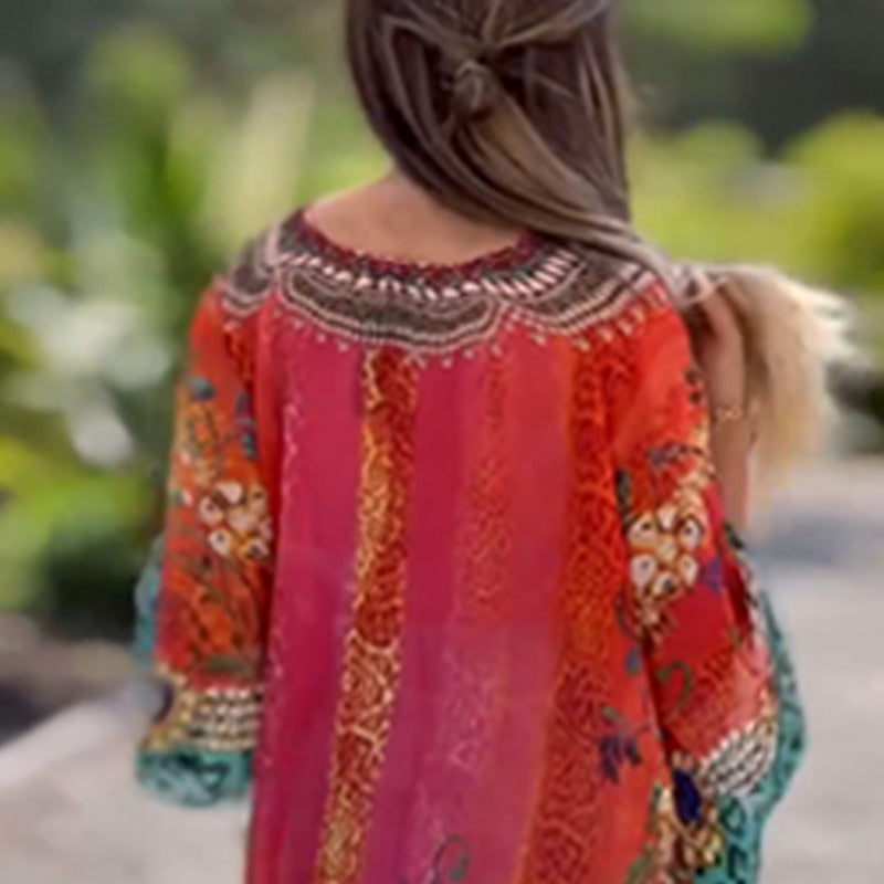 Joleena - Vestido Holgado Asimétrico Con Cuello En V