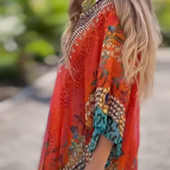 Joleena - Vestido Holgado Asimétrico Con Cuello En V