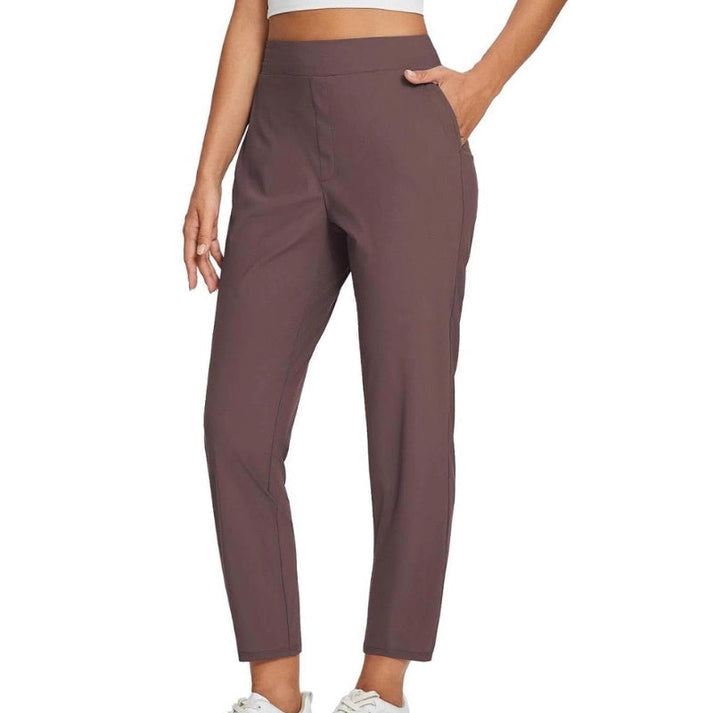 Zaryn - Pantalones Elásticos De Cintura Alta Con Bolsillo