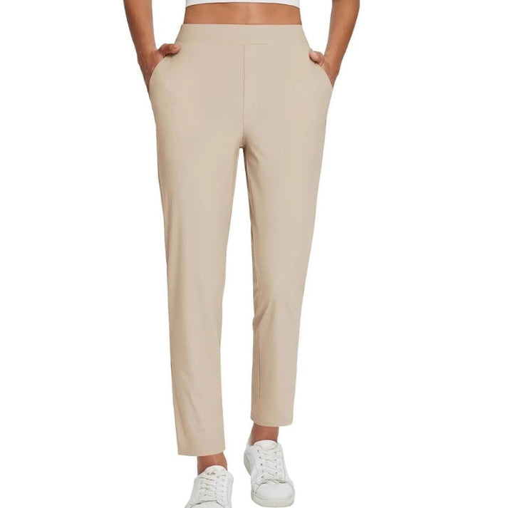 Zaryn - Pantalones Elásticos De Cintura Alta Con Bolsillo
