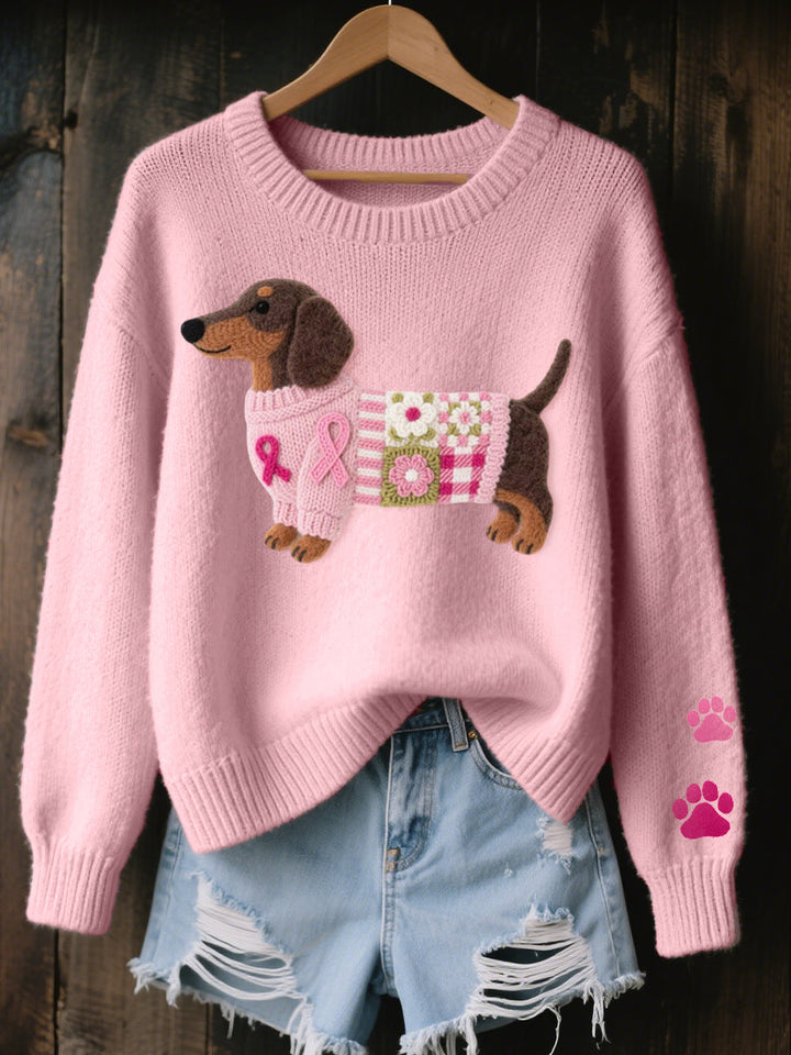 Naoni - Jersey De Punto Con Diseño De Dachshund De Fieltro De Lana