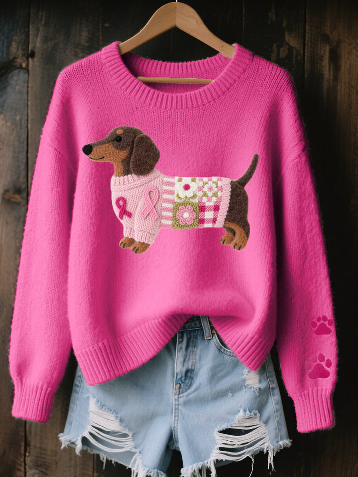 Naoni - Jersey De Punto Con Diseño De Dachshund De Fieltro De Lana
