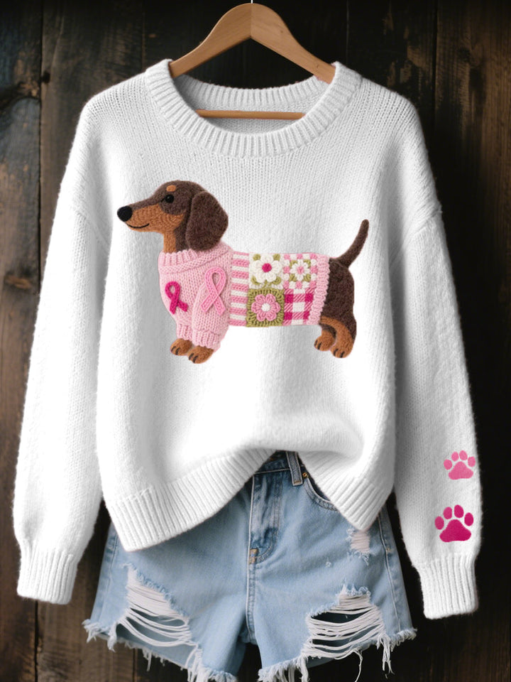 Naoni - Jersey De Punto Con Diseño De Dachshund De Fieltro De Lana