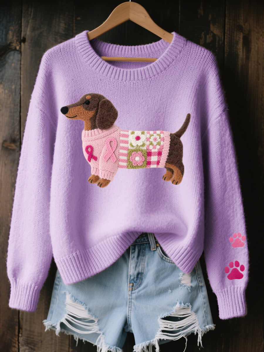 Naoni - Jersey De Punto Con Diseño De Dachshund De Fieltro De Lana