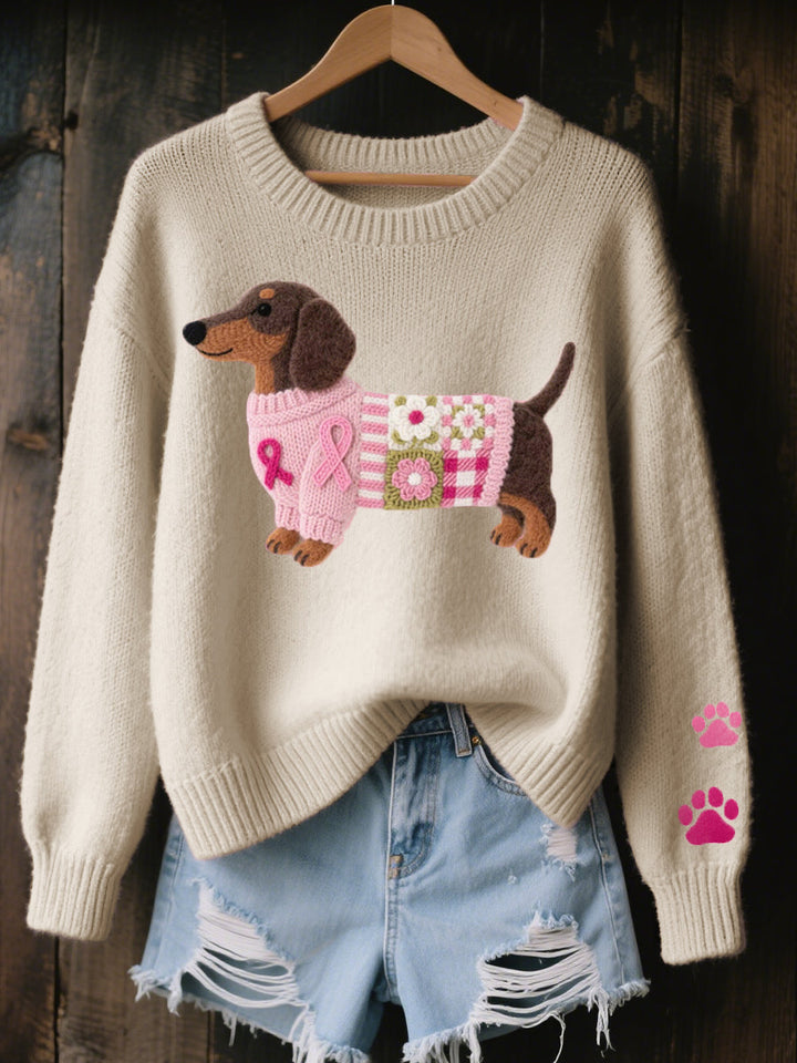 Naoni - Jersey De Punto Con Diseño De Dachshund De Fieltro De Lana