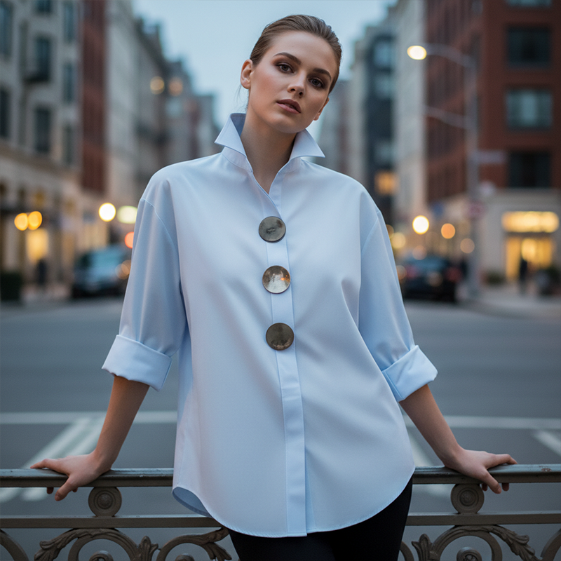 Cvijeta - Blusa Talla Grande Con Botones Metálicos Grandes