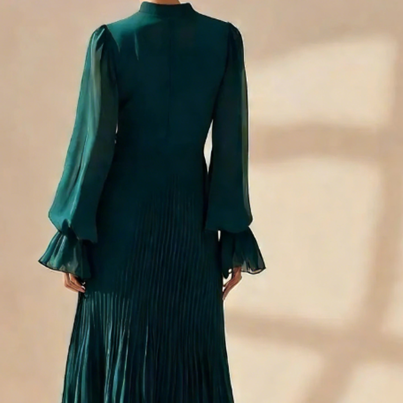Daryna - Vestido Midi Plisado Con Escote En Forma De Ojo De Cerradura
