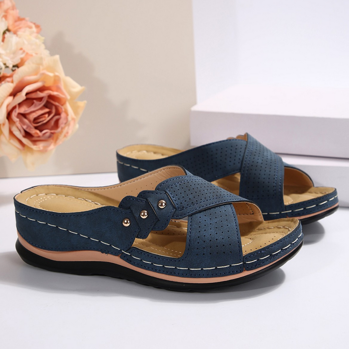 Shawen - Sandalias de Cuña con Tiras Cruzadas de Estilo Informal