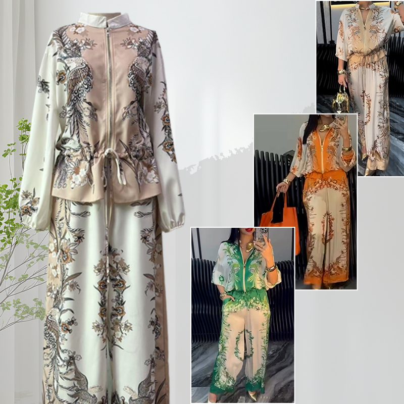 Katya - Elegante Estampado Floral Conjunto De Dos Piezas